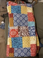 Pair of Quilted Pillow Shams Patchwork Multi-Color King Size