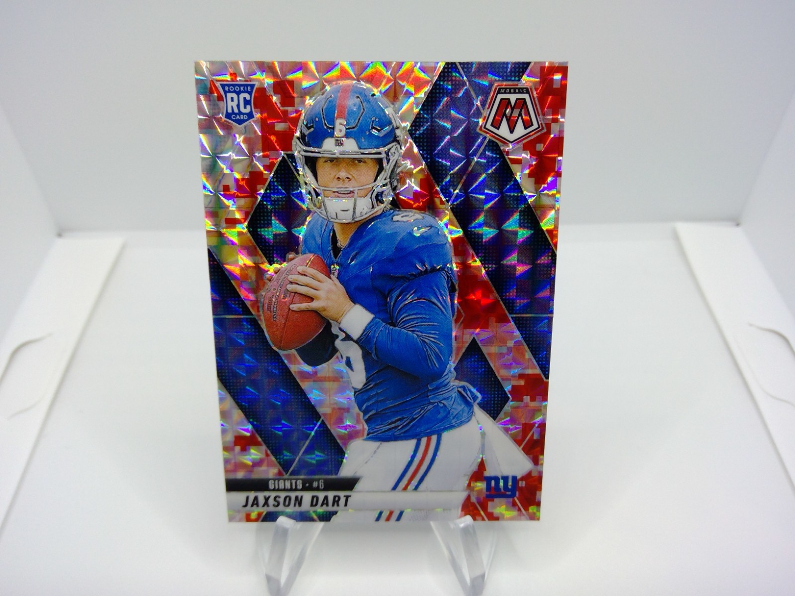 2025 Panini Mosaic Jaxson Dart Rookie Camo Red Mosaic Prizm Giants #362
