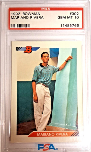 1992 BOWMAN MARIANO RIVERA #302 PSA 10 ROOKIE NY YANKEES ( E* on back bottom)