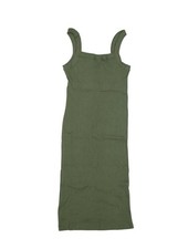 Jolie & Joy Dress Womens Small Green Ribbed Tank Bodycon Midi Cotton Casual