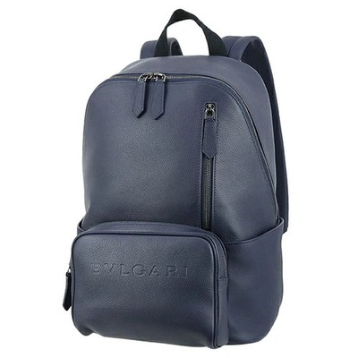 BVLGARI レザーバックパック Auth BVLGARI Men Backpack Leather Dark Blue New | eBay