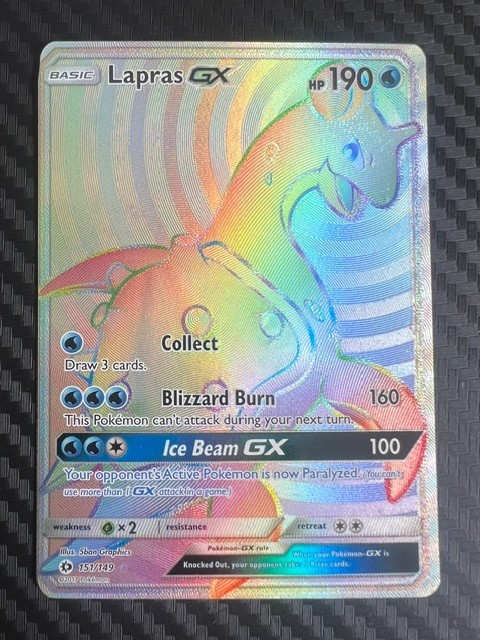 Pokemon TCG Lapras GX 151/149 Holo Secret Rare SM Base Set VLP