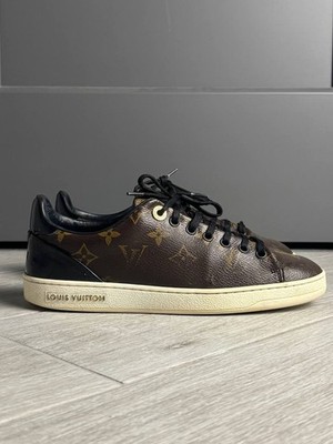 Louis Vuitton Frontrow Monogram Canvas Sneakers Shoes Brown Women's Size 37