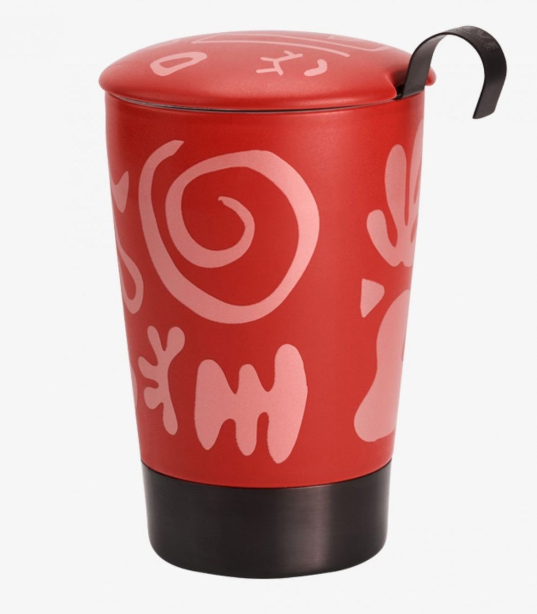 Tasse en porcelaine à double paroi avec infuseur Opéra Rouge 350ml
