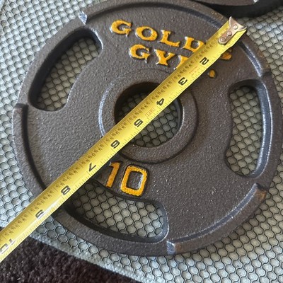 Olympus Tg-5 Paires De Poids Olympiques Gold's Gym 2x5 Lbs (10 Lbs Total) - Plaques Grip Grises, Fonte - Occasion Comme Neuf Disque Olympique