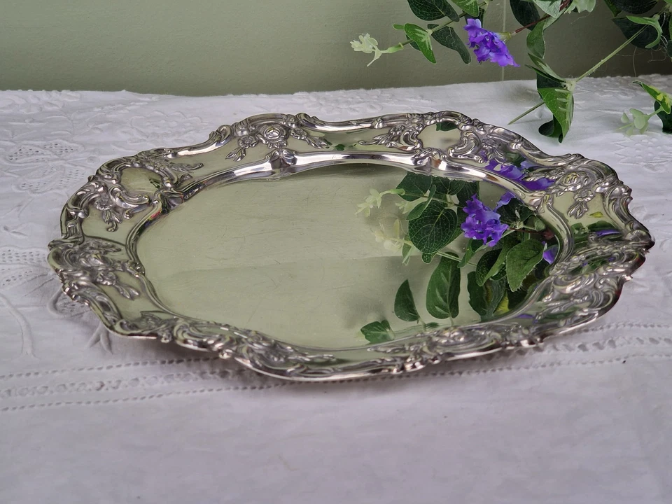 Bandeja/plato redondo ornamentado plato de plata vintage Foto 4 de 4
