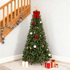 7 FT Realistic Green Spruce Artificial Christmas Tree Foldable with Stand