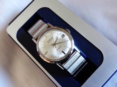Vintage Edele 25 Jewels Automatic Swiss Made Edelstahl Herrenuhr (NOS)