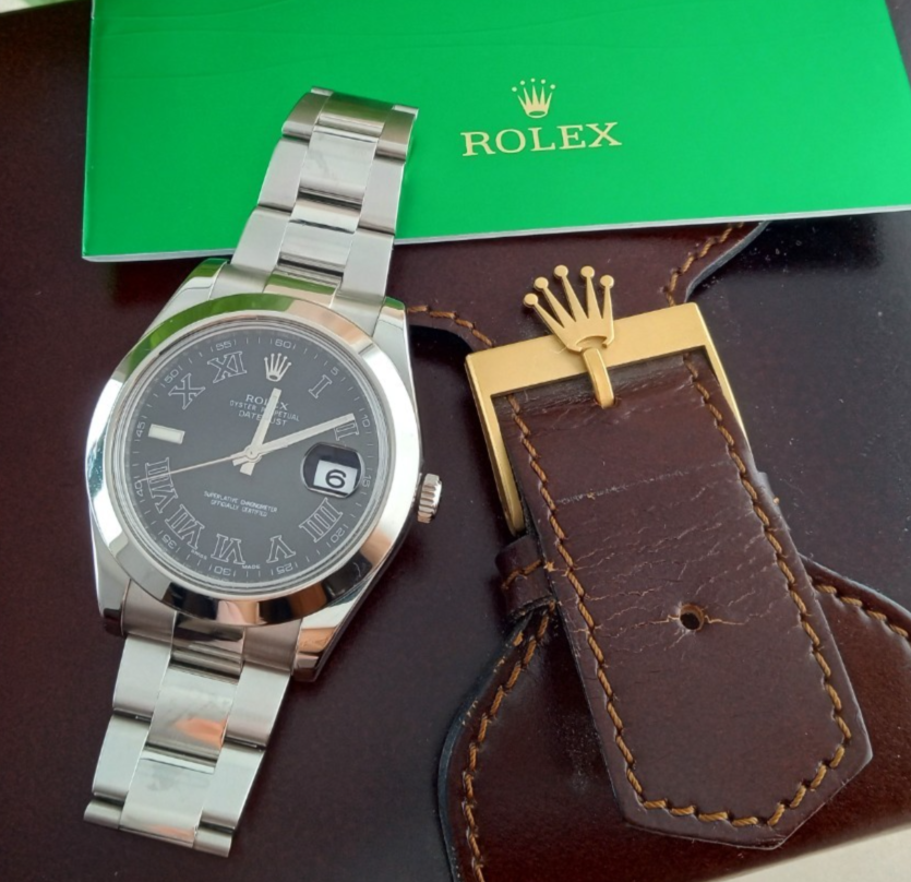 ROLEX DATEJUST II 41 DARK GREY DIAL OYSTER STEEL WATCH 116300-0006