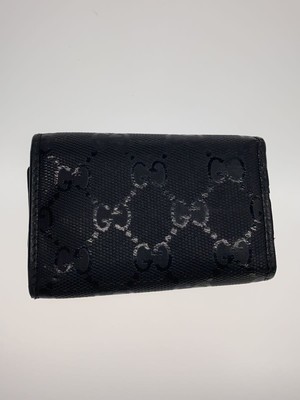 ブラック1 GUCCI Key Case GG Imprime SV1000 Black Men's with Scratches and
