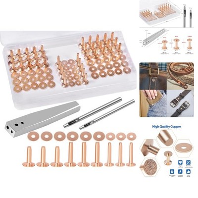 84Pcs Copper Rivets and Burrs #9 and #12 Burrs Setter Leather Rivets Fastener