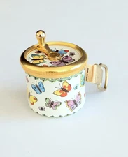 Beautiful Rare Bilston Halcyon Days Enamel Butterflies Tape Measure Measuring