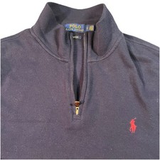 Polo Ralph Lauren Mens 1/4 Zip Pullover Sweater Estate Rib Large Navy Cotton