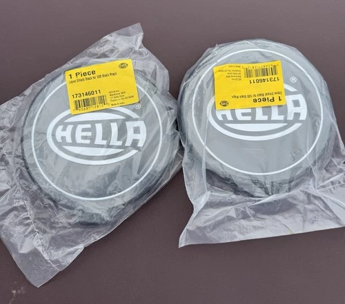 Pair of HELLA 500 Black Magic Stone Shield light covers 6.4 inch Part# 173146011 - product listing photo