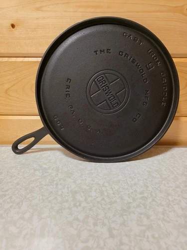 Griswold #9 Cast Iron Griddle Large Block logo 609  Restored