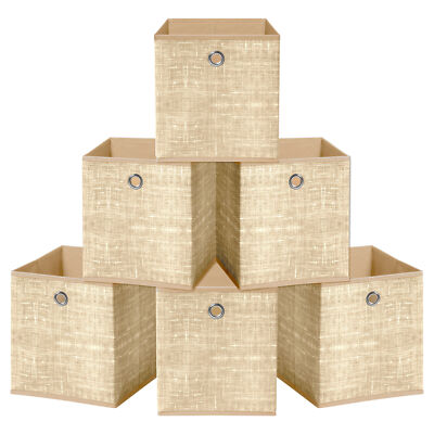 HEFTMAN Faltbare Aufbewahrungswürfel Boxen Stoff Platzsparer Beige 33x33x33cm 6er Set