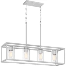Quoizel Dover 4-Light Brushed Nickel Industrial Damp Rated Chandelier