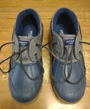 Sperry Top Sider Rain Shoes Womens Size 10 EUC Navy Blue Waterproof Rubber Boot