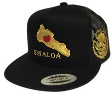 EL MAPA DE SINALOA LOGO FEDERAL MEXICO HAT 3 LOGOS BLACK MESH SNAPBACK