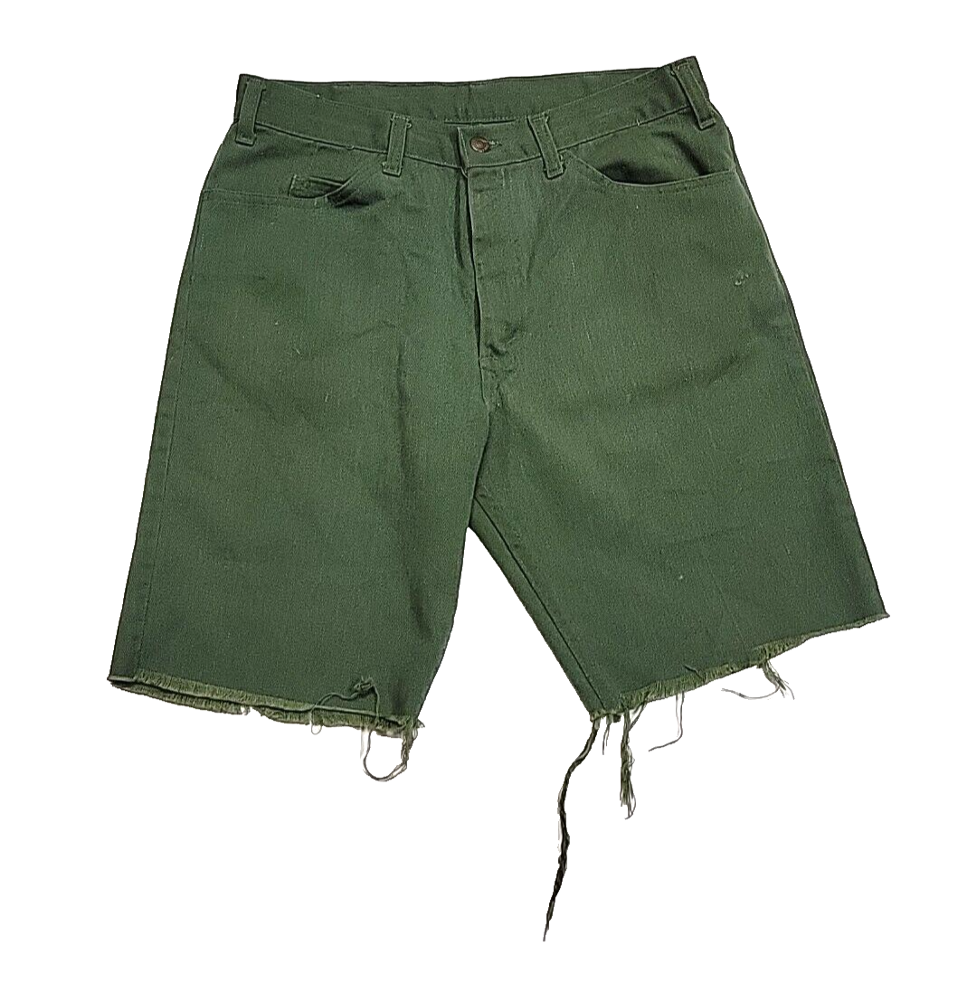 Vintage Levi's Sta Prest Big E Green Talon Zipper Khaki Cut Off