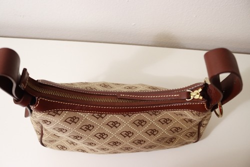 Dooney and Bourke Monogram Brown and Beige Bag Flaw No Strap (79) - Picture 10 of 19