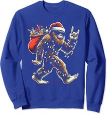 Santa Bigfoot Christmas Lights Funny Sasquatch Xmas Unisex Crewneck Sweatshirt