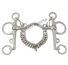 Pelham Bit Mullen Mouth with Chain Horse Bit Stainless Steel Polish Finish New