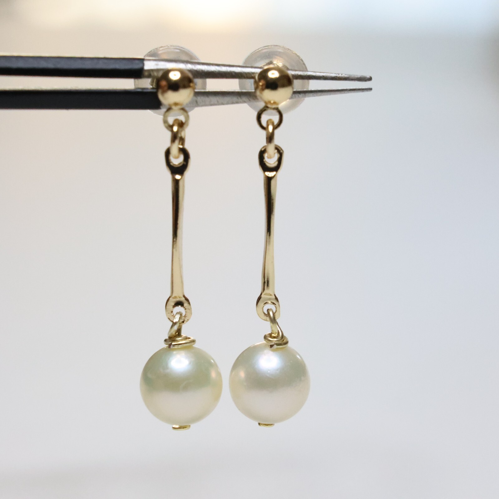 Boucles d'oreilles Akoya en argent plaqué or jaune 18ct éclat joaillerie
