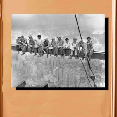 Iron Workers atop Tall Building 20 x 24 Canvas Wrap Print Having lunch New York