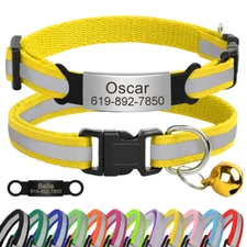 Personalized Dog Cat Puppy Collar w/ Custom Name ID Tag Reflective Adjustable XS