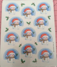 Vintage Hallmark Stickers snowman snow globe 1 Sheet