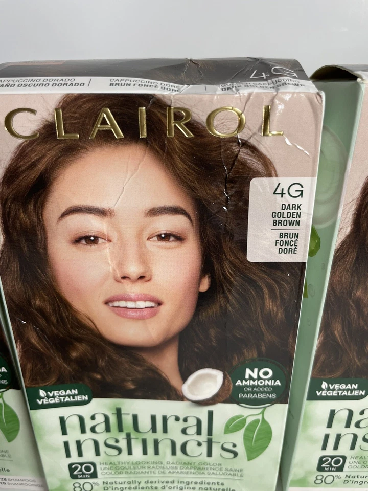 LOTE DE 4 Tinturas de Cabelo Demi-Permanentes Clairol Natural Instincts, 4G Marrom Dourado Escuro - Imagem 3 de 4