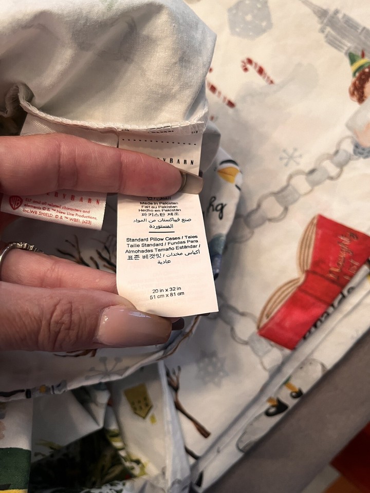 Pottery Barn TEEN Buddy Elf XL TWIN Percale Cotton sheet set Christmas