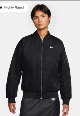 NWT Nike Sportswear Essential Loose Reversible Varsity Bomber Jacket FN3168-010