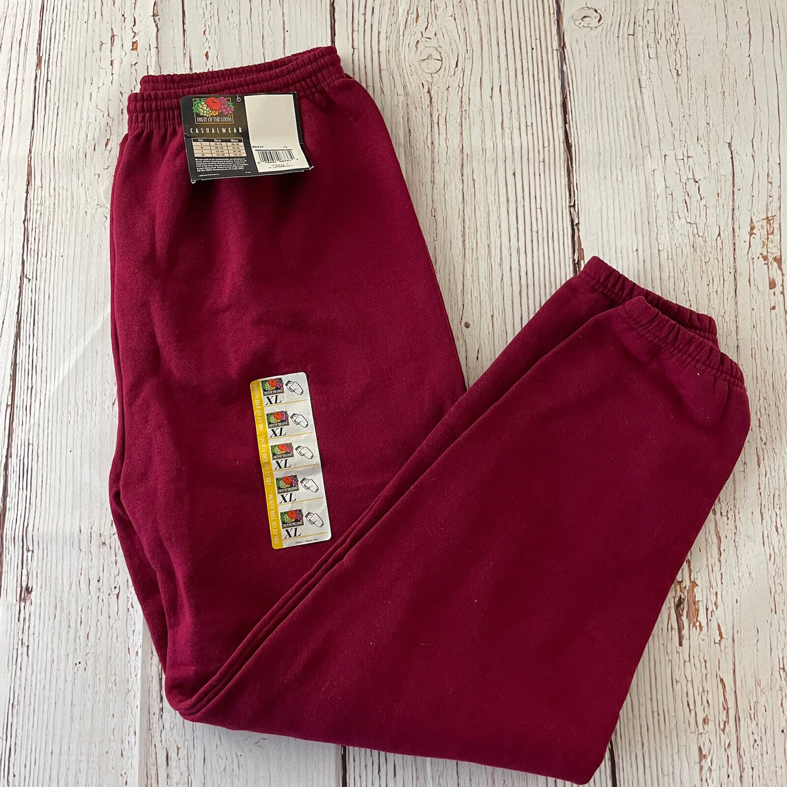 overlap kulhydrat partikel NEW Vintage Fruit Of Loom Sweatpants Men&#039;s XL Solid Maroon | eBay