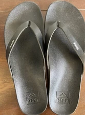 EUC Reef Cushion Court Black Thong Beach Summer Flip-Flops Women's Shoes Size 7