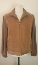 VINTAGE CORTEFIEL cappotto/giacca uomo L marrone marrone velluto a coste scamosciato patch 