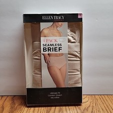 NIB ELLEN TRACY 4 Pack Essentials Womens Panties Seamless Briefs Size S/5 Beige