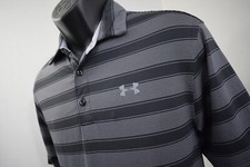 Under Armour Golf Polo Striped HeatGear Loose Wicking Short Sleeve Mens Medium