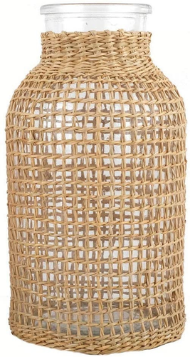 Glass Flower Vase with Rattan Cover Flower Bud Vase Decorative Flower Vase - Picture 9 of 9