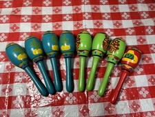 Maracas Wooden Mini Lot Of Eight Fiesta Shakers 5 Inch Colorful