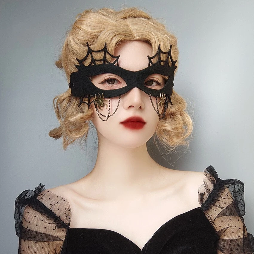SN-A1-5 Medieval Evil Vampire Witch Halloween Gothic Costume Spider and Net Mask - Image 3 of 4