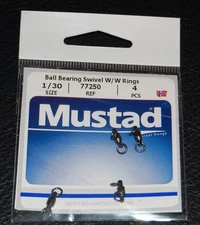 Mustad 77250-1/30 Ball Bearing Swivel with Welded Rings 30lb Test Pack of 4