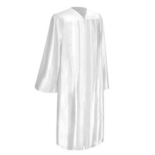 Endea Graduation Shiny Finish White Gown High School and University