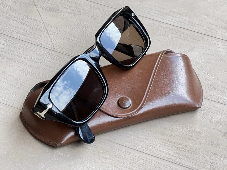 PERSOL 6155 RATTI Meflecto Vintage Sunglasses Man's Frame Black Acetat & Case - Image 3 of 4
