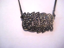 Men's Tie Bar Vintage Mid-Century Art Deco Sterling & Marcasite Initials FJS