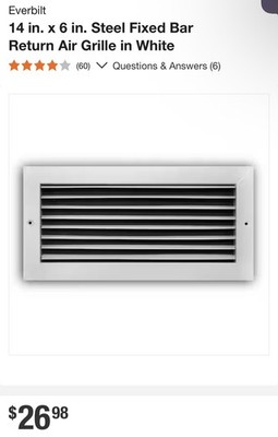  Everbilt 14 in. x 6 in. Steel Fixed Bar Return Air Grille in White
