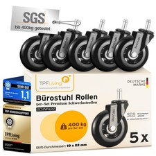 TPFLiving Premium B&uuml;rostuhlrollen INVICTUS PROGLIDE &ndash; Ersatzrollen f&uuml;r B&uuml;ro