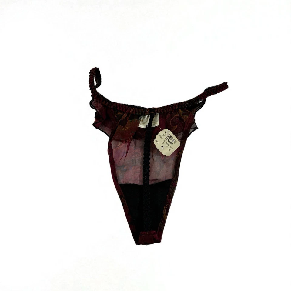 Bikini transparente vintage etiqueta dorada Victoria's Secret espalda en T tanga con volantes Foto 2 de 3