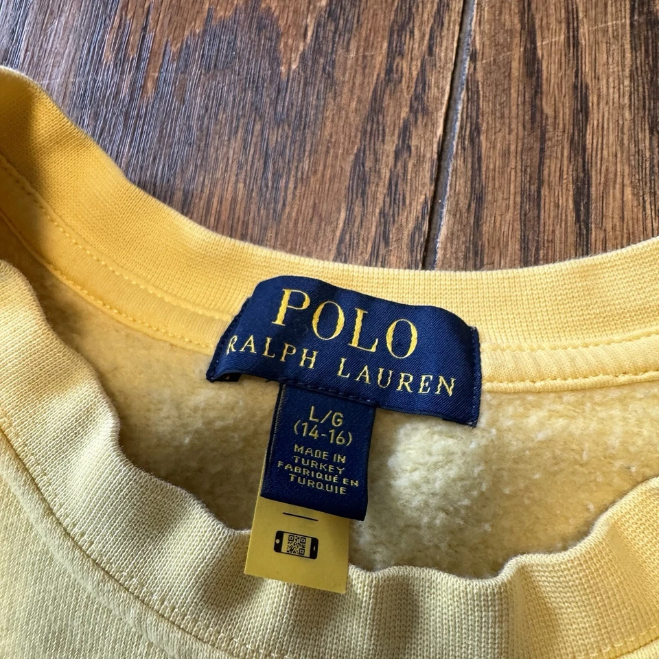 Толстовка молодежная Polo Ralph Lauren большая желтая флисовая поло медведь круглый вырез опрятная - Изображение 4 из 4